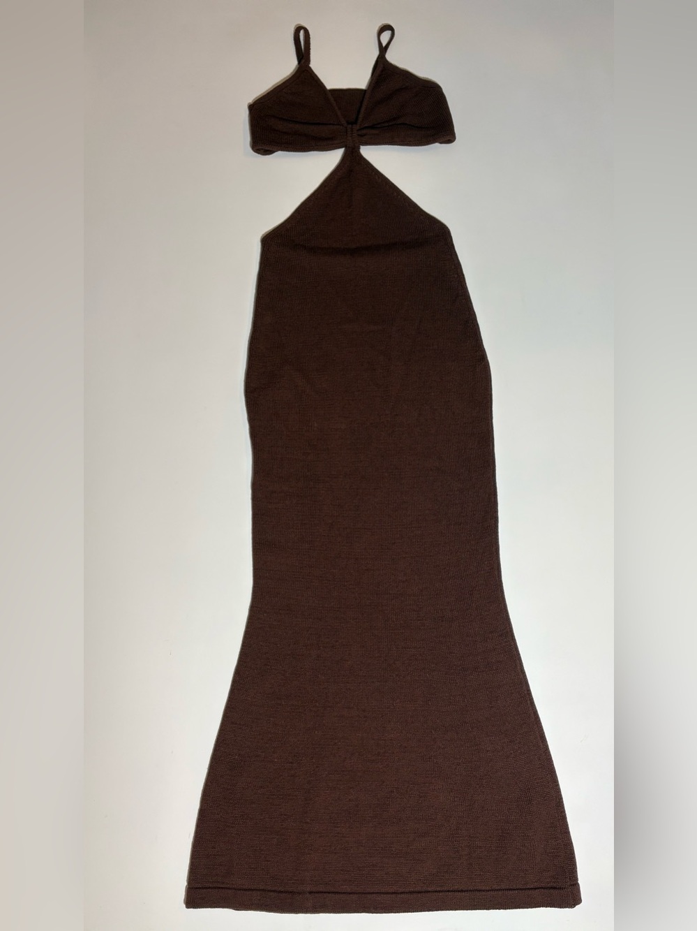 Babyboo Maxi Dress Knit Cutout Sz L Vacation Bodycon Brown - Picture 2 of 8